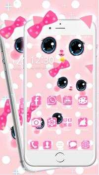 Cute Kawaii Pink Bow Cat Theme screenshot 1