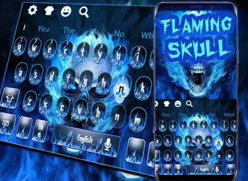 Blue Flaming Skull Keyboard Theme screenshot 6