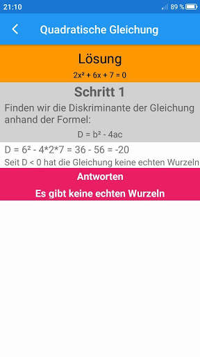 Quadratische Gleichungen screenshot 4