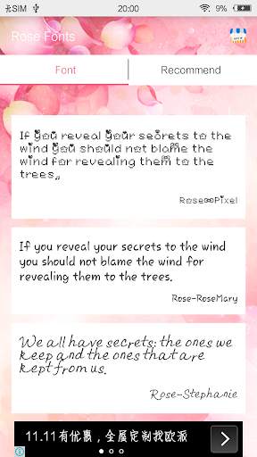 Rose Fonts screenshot 2