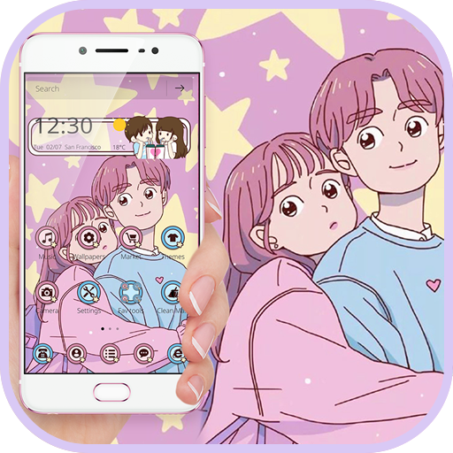 Purple Cartoon Yellow Star Couple Theme icon