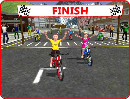 Kids Bicycle Rider Street Race скриншот 15