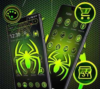 Green Neon Black Spider Theme 🕷️ screenshot 4