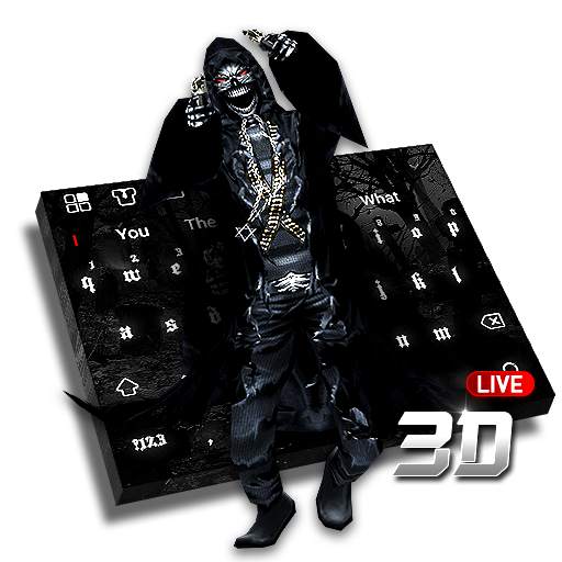 3D Live Skull & Gun Keyboard 10001002