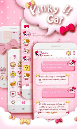 GO SMS PRO PINKYCAT THEME screenshot 2