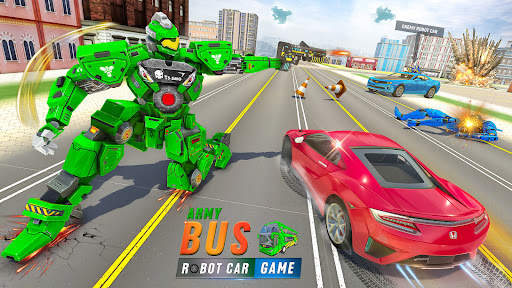 Army Bus Robot Car Game 3d screenshot 5