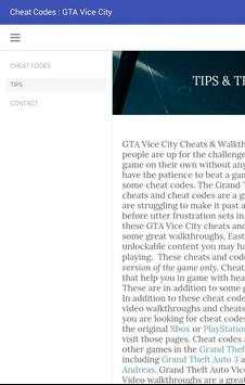Cheat Codes : GTA Vice City screenshot 4