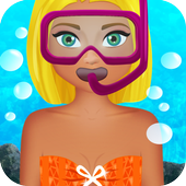 girl diving game icon