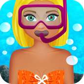 girl diving game logo