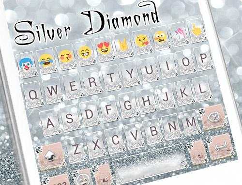 Silver Diamond Emoji Keyboard Wallpaper स्क्रीनशॉट 5