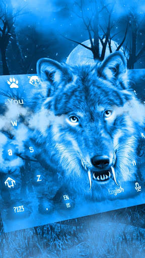 Blue Wild Wolf Keyboard Theme screenshot 2