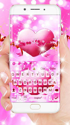Pink Girly Heart keyboard theme screenshot 1