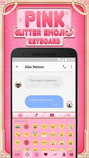 Pink Glitter Emoji Keyboard Theme for Whatsapp screenshot 1