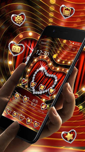 Red Metal Glitter Diamond Theme screenshot 1