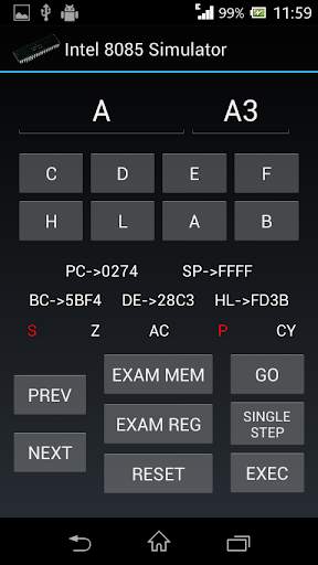 Intel 8085 Simulator screenshot 2