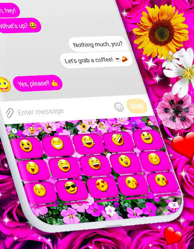 Pink Flowers Keyboard 🌺 Spring Girly Theme screenshot 3