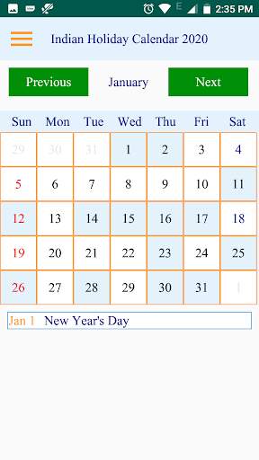 Indian Holiday Calendar 2020 screenshot 3