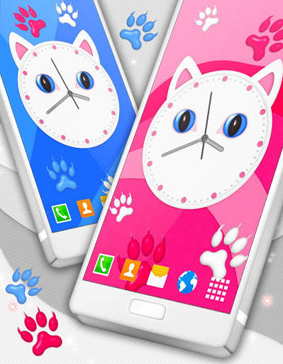 Kitty Clock Wallpaper 😻 Cute Cat Live Wallpapers screenshot 4