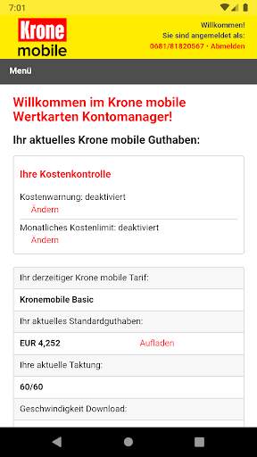 Krone mobile Tarif screenshot 2