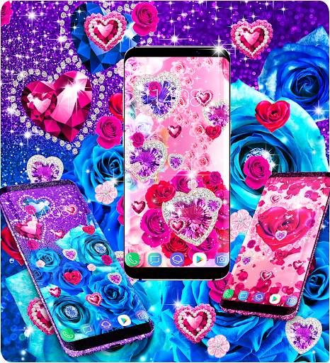 Diamond rose glitter wallpaper screenshot 5