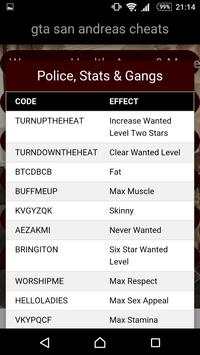Cheat Codes for GTA San Andrea screenshot 2