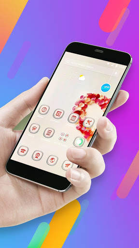 Red romantic love flower -APUS Launcher theme screenshot 1