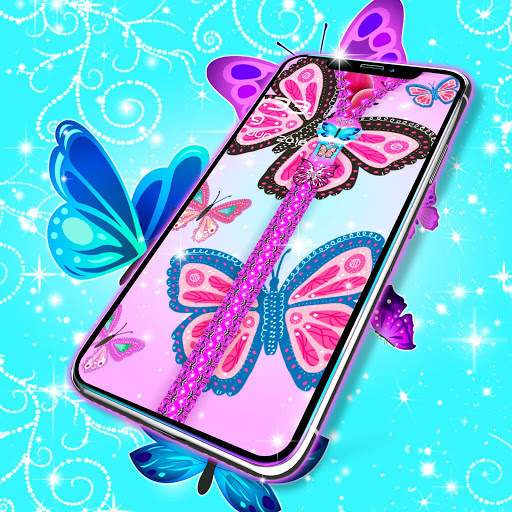 Cute pink butterflies lock screen screenshot 4