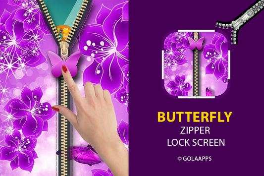 Butterfly Zipper Lock Screen screenshot 1