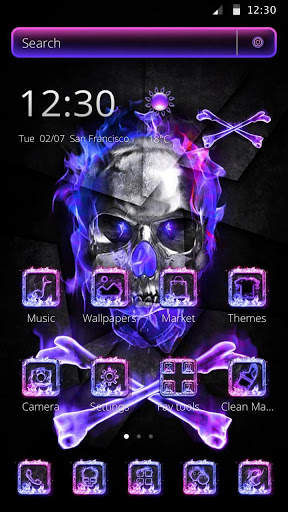 Flaming Violet Skull Theme screenshot 4