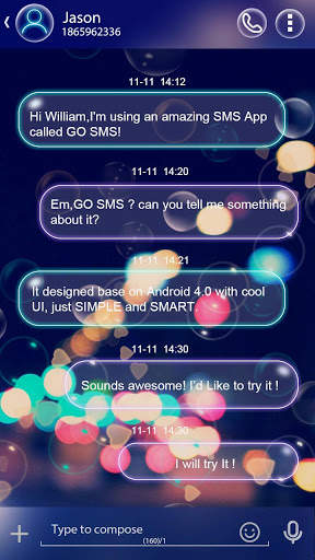 GO SMS COLOR BUBBLE THEME скриншот 2