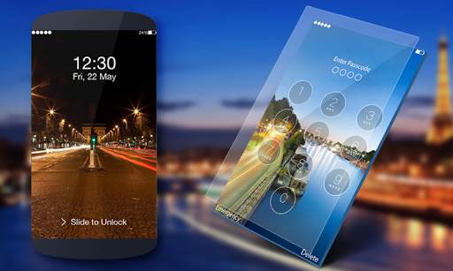 Paris Night Lock Screen 1 تصوير الشاشة