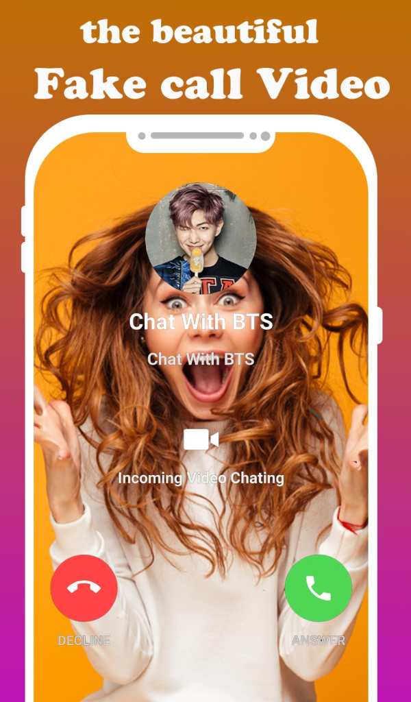fake call live chat video with bts-prank screenshot 2