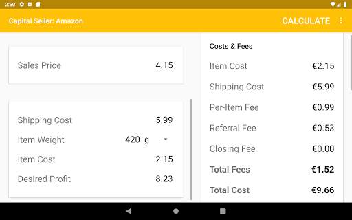Capital Seller - Amazon Fee & Profit Calculator screenshot 9