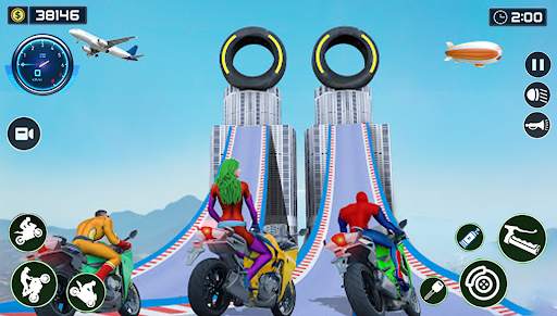 Superhero Mega Ramp Bike Games screenshot 6