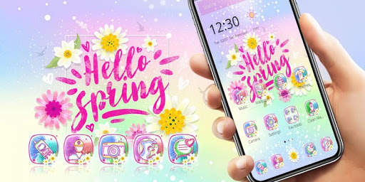 Pink Aesthetic Hello Spring Words Theme screenshot 4