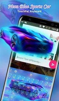 Cool Neon Blue Sports Car Keyboard Theme screenshot 5