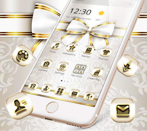 Extravagant Platinum Gold Bowknot Theme screenshot 1
