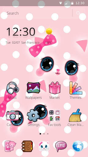 Hello Princess Kitty Pink Cute Cartoon Theme screenshot 5