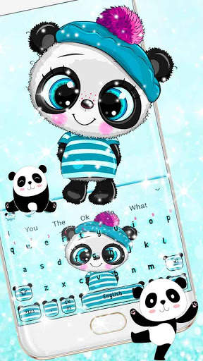 Love Glitter Blue Panda Keyboard Theme screenshot 1