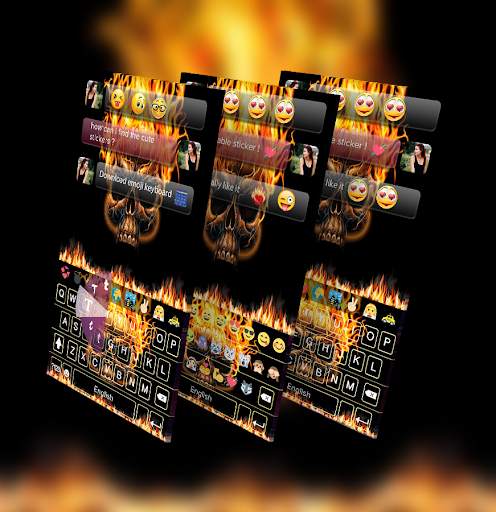 Fire Skull Emoji Keyboard Theme screenshot 1