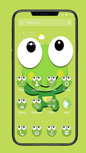 Big Eyes Cute Cartoon Frog Theme 1 تصوير الشاشة