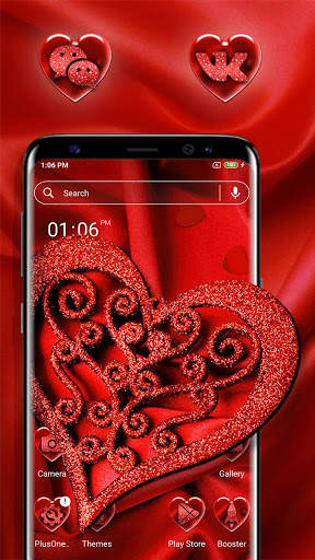 Red Love Heart Launcher Theme screenshot 1