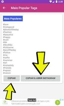 Ganhar Seguidores Melhores Hashtags Instagram screenshot 3