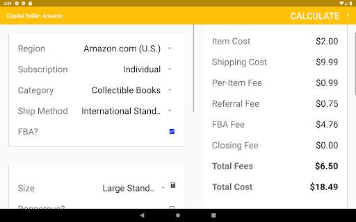 Capital Seller - Amazon Fee & Profit Calculator screenshot 10