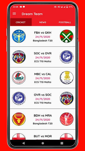 Dream Team - Cricket and Football Prediction Tips screenshot 4