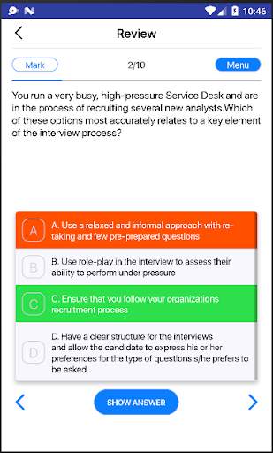 SDI - SERVICE DESK MANAGER QUALIFICATION exams screenshot 7