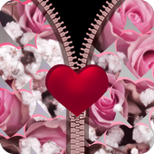 fake zipper lock screen love icon