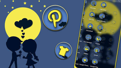 Yellow Moon Love Launcher Theme screenshot 3