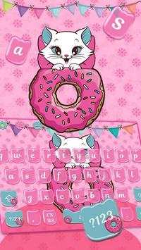 Cute Pink Donut Cat Keyboard Theme screenshot 4