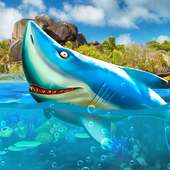 Hungry Blue Whale Wild Shark Attack Simulator 2019 logo